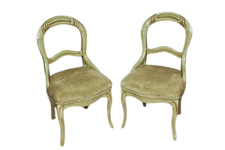 Pair 19th cent Painted Victorian Chairs