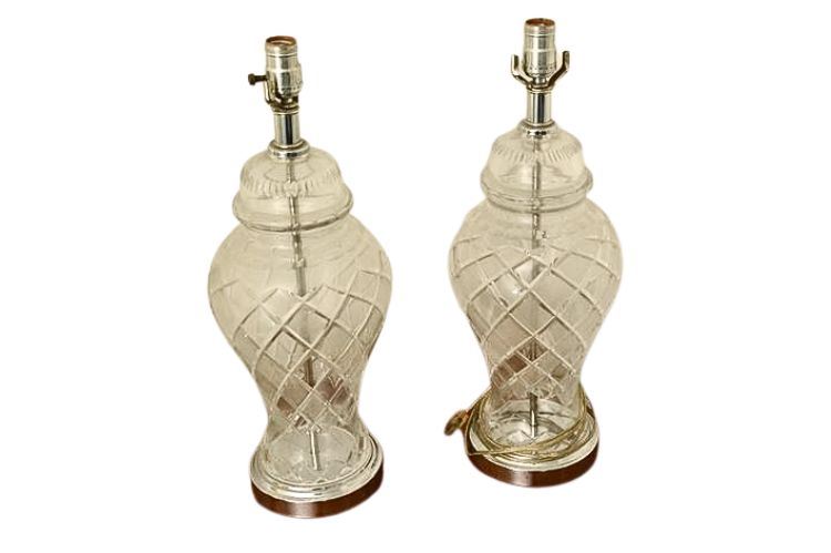 Pair Crystal Lamps