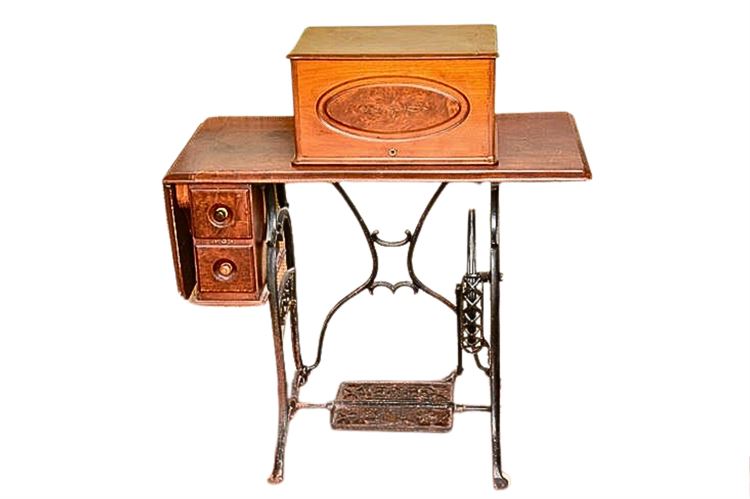 Antique Treadle Sewing Machine and Cabinet