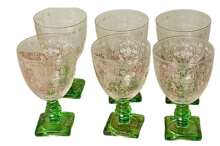 Minuet Green Stemware by Fostoria