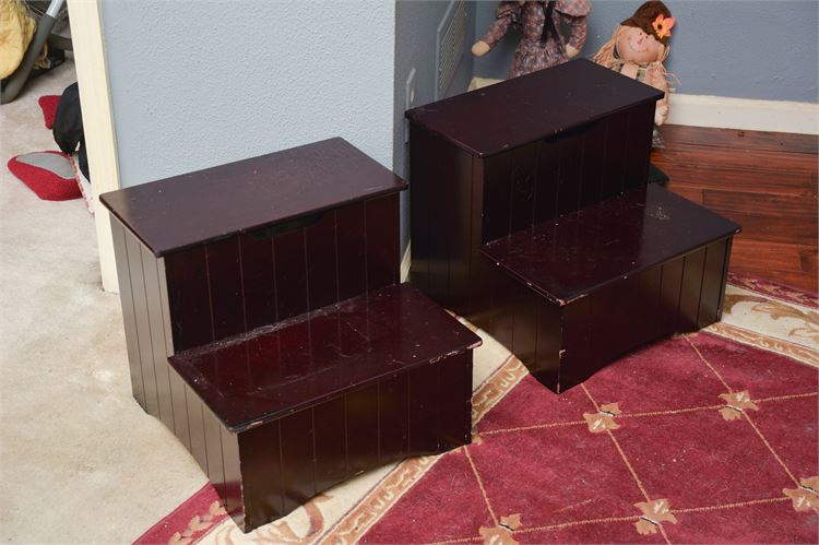 TWO (2) Wooden Bedroom Step Stools