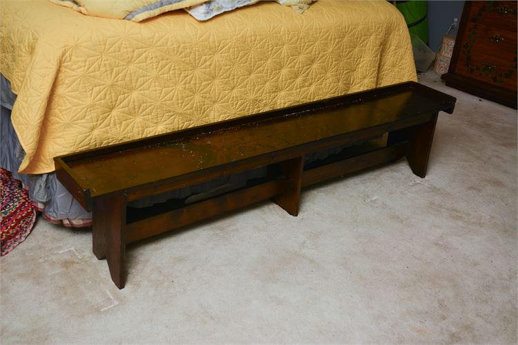 Wooden Bench with Lower Shelf