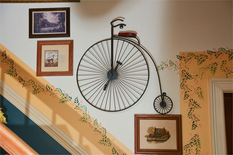 Bike Wall Sculpture and Three Prints