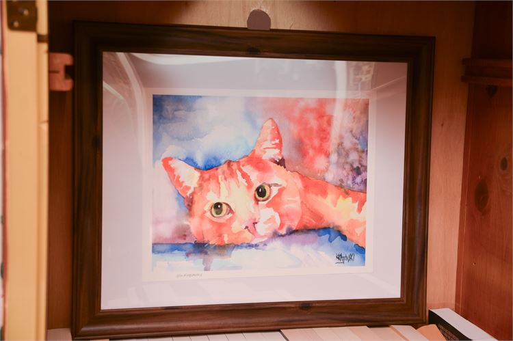 Framed Orange Tabby Cat Art Print