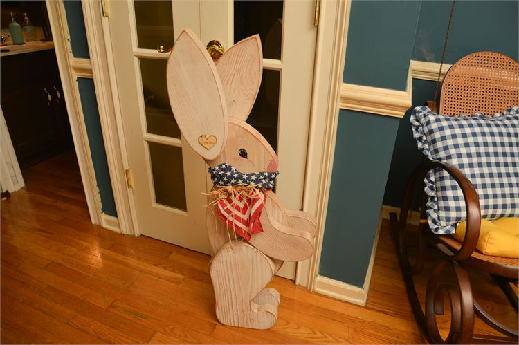 Wood Bunny Sculpture