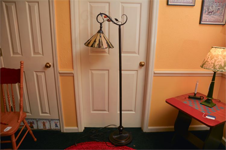 Floor Lamp with Leaded Glass Shade