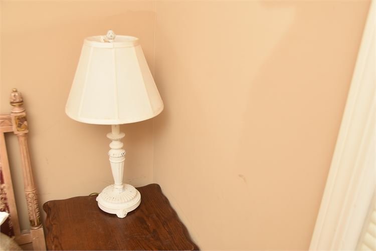 White Carved Table Lamp