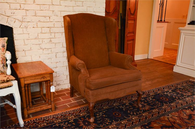 Vintage Queen Anne Style Wingback Arm Chair