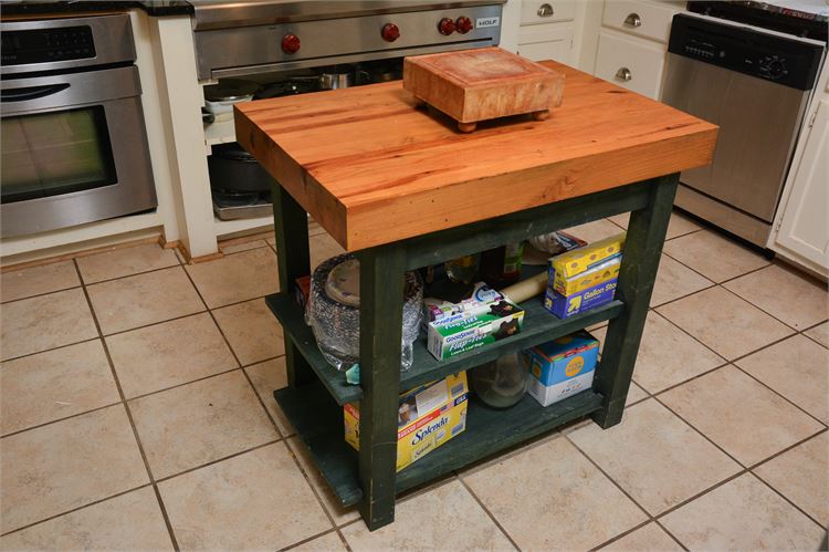 Kitchen Butcher Block Table and Small Butchers Block