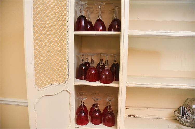 Group of Ruby Red and Clear Glass Goblets (23) Pieces