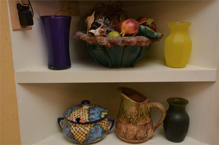 Group of Decorative Objects on Shelves (6)