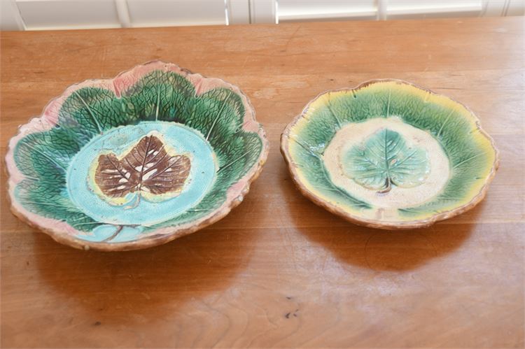 TWO (2) Majolica Floral Pattern Plates