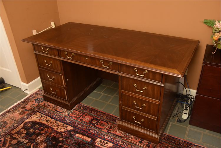 Vintage Mahogany Executive Desk by National Mt. Airy