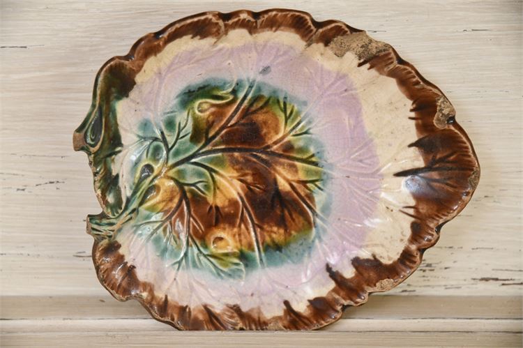 Majolica Leaf Plate as- Is