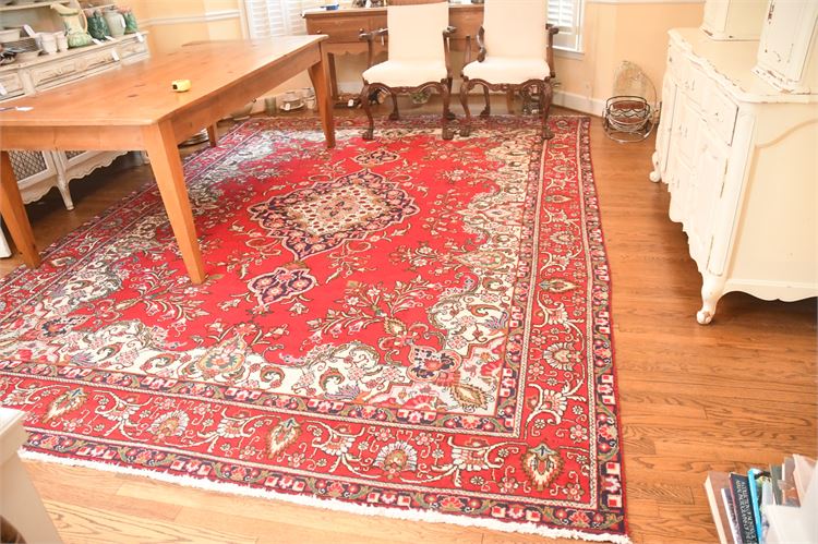 Handwoven Carpet Red with Central Medallion