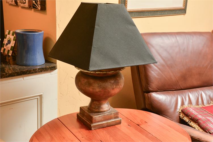 Composition Urn Form Lamp with Black Shade