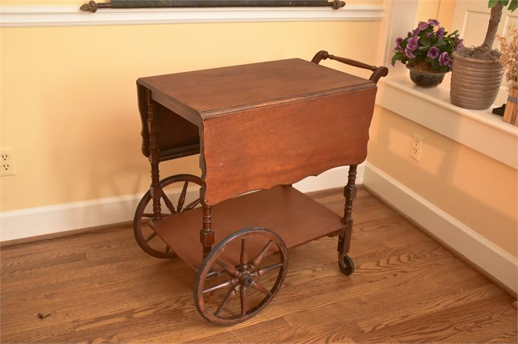 Antique Rolling Drop Leaf Serving Cart