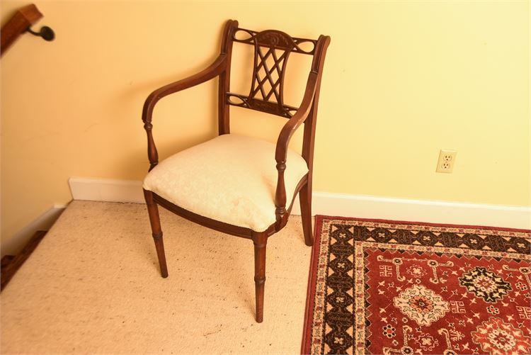 Regency Style Carved Walnut Arm Chair