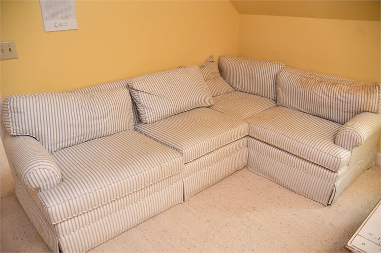 LEE Three Piece Striped Upholstery Sectional Sofa