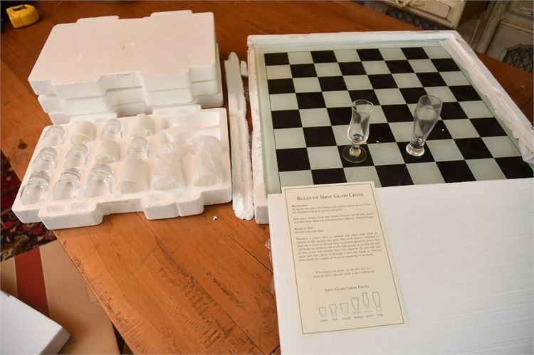 Boxed Shot Glass Chess Set