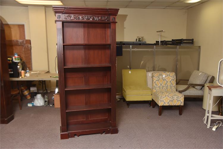 Mahogany Bookcase Carved Crest