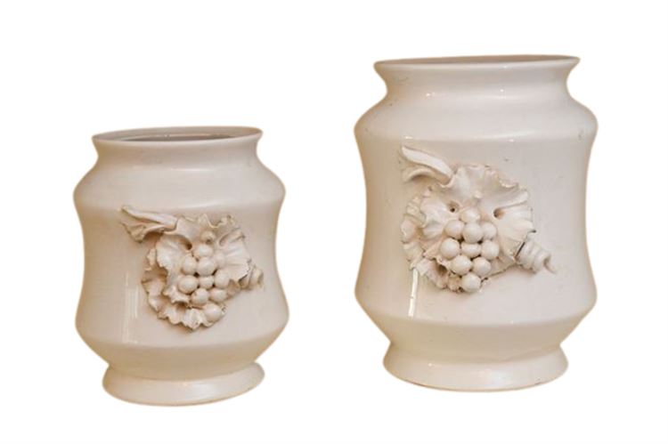 TWO (2) White Grape Motif Vases by ARTE ITALICA