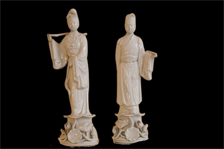 Pair Blanc De Chine Quan Yin Figures