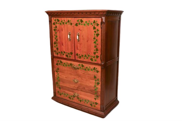 Country Paint Decorated Wardrobe Chest