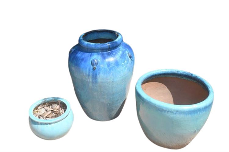 Blue Glazed Pottery Planters