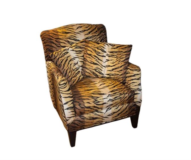 Tiger Striped Upholstered Arm Chair