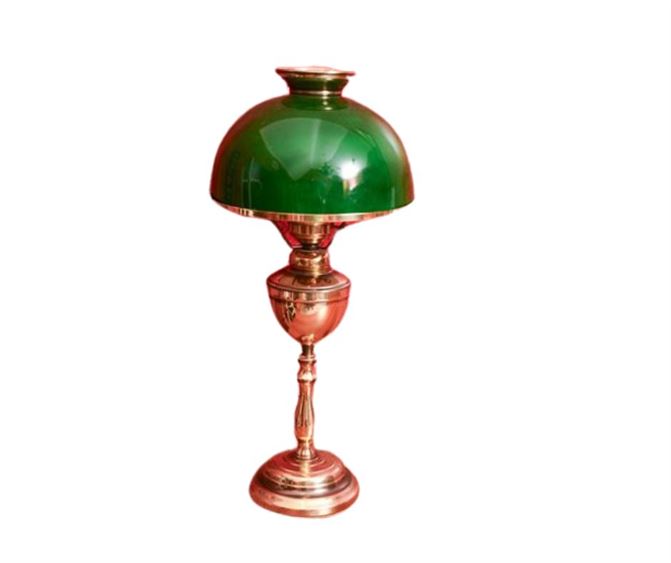 Brass Lamp with Green Shade