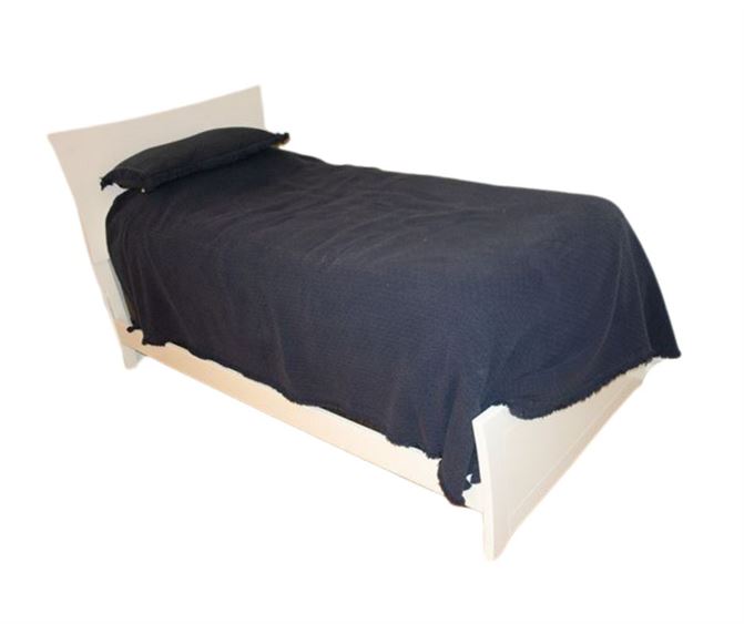 White Twin Size Bed with Clean Mattress