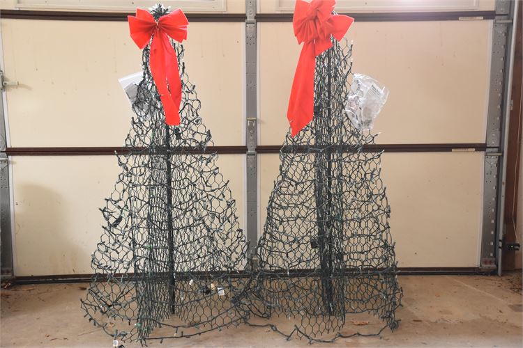 Two (2) Decorative Metal Christmas Trees