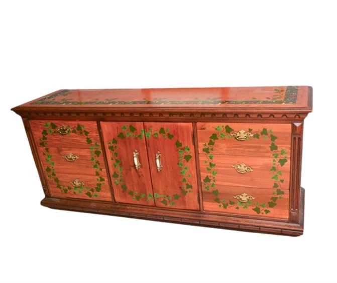 Mahogany and Greenery Design Vintage Dresser