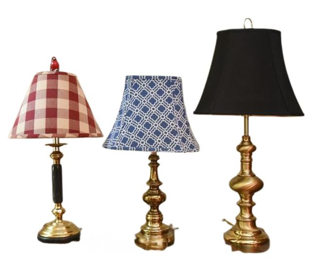 Three Brass Table Lamps