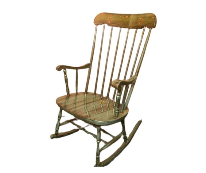 Green Painted Spindle Back Rocker