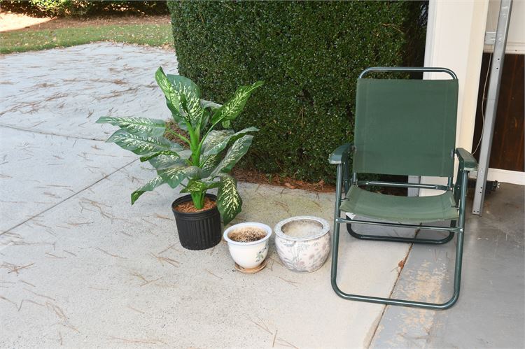 Folding Chair and Planters