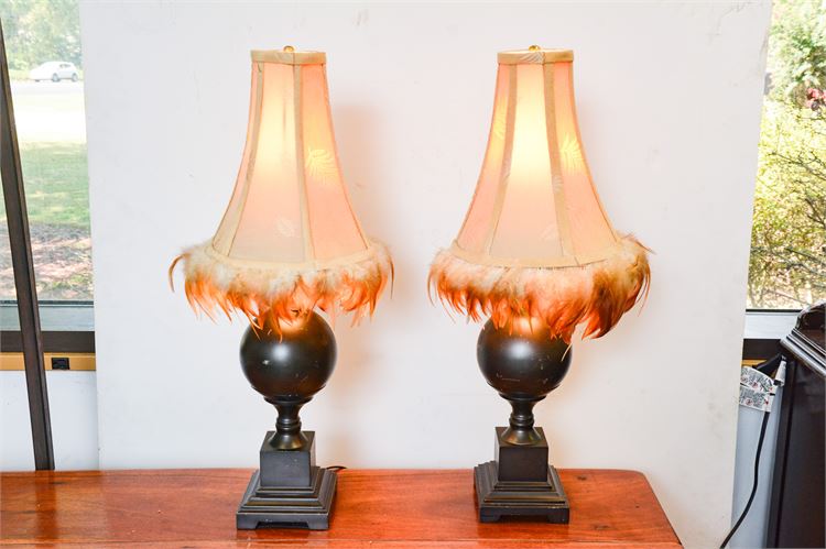 Two (2) Ball Form Lamps with Shades