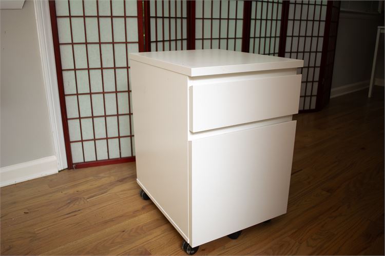 White Rolling Office Cabinet