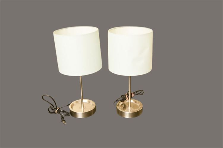 Pair Metal Table Lamps with Shades