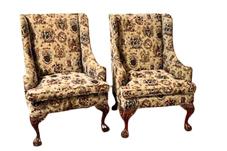 Set of Two (2) Sam Moore Retailed Georgian Style Armchairs