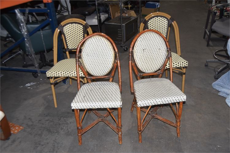 FOUR (4) vintage rattan chairs