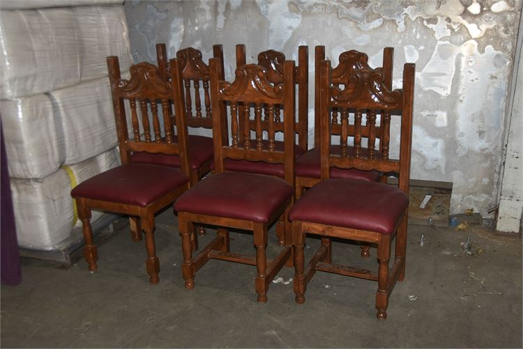 SIX (6) Carved wood dining chairs