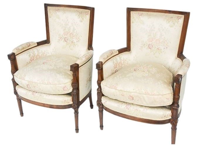 Two (2) Upholstered Armchairs Directoire Style