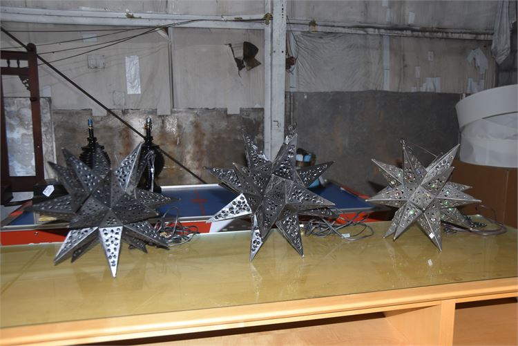 THREE (3) Pierced Tin star form light fixtures