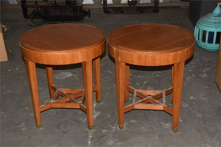 TWO (2) circular top, wood lamp, or end tables