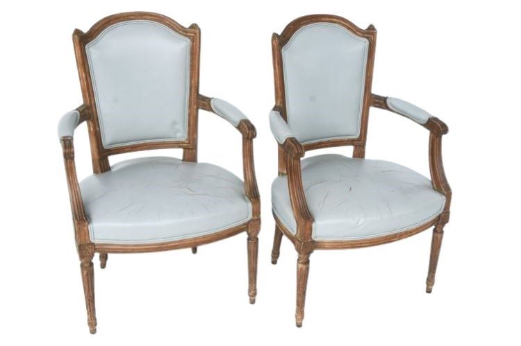 Two (2)  Antique Louis XVI Style Armchairs