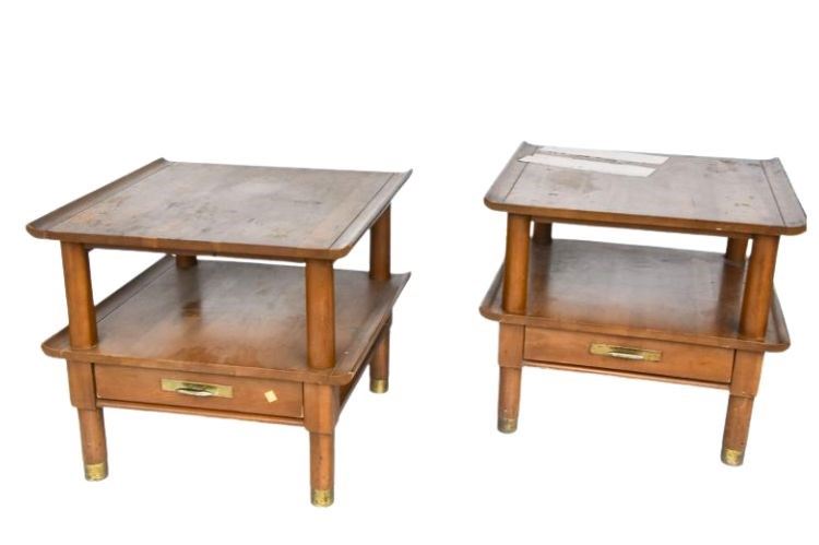 Set of Two (2) Side Tables Mid 20th cent. with 1 Drawers