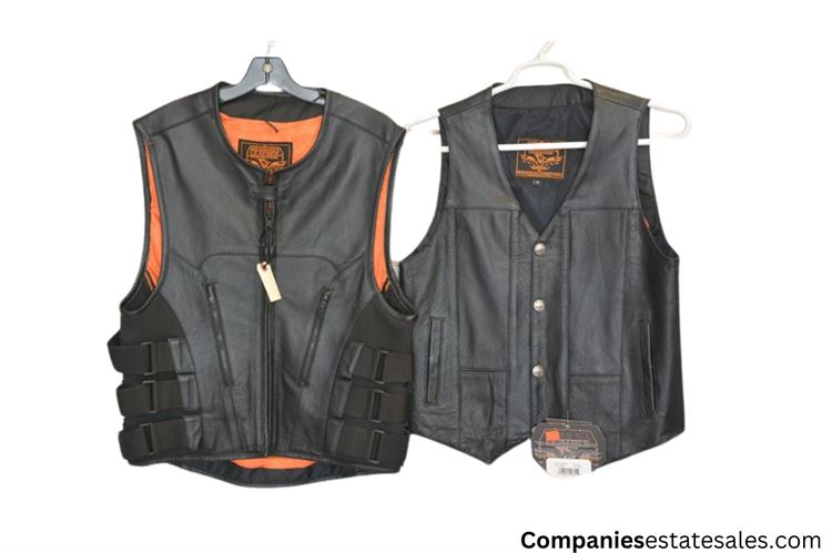 Two (2) Black Leather Vest