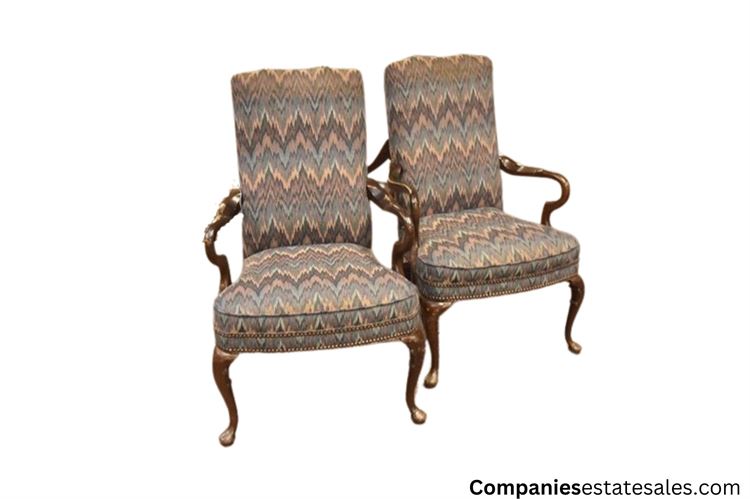 Two (2) Pattered Fabric Armchairs